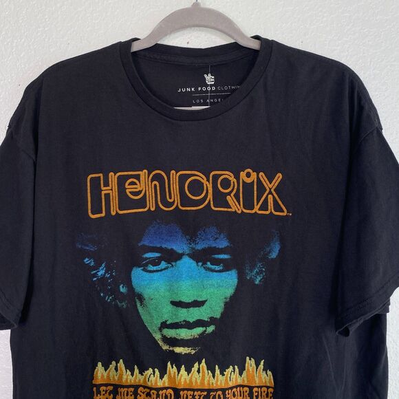 Jimi Hendrix Shirt Women Large Fire Graphic Tee Music Boyfriend Fit Junk Food - Picture 4 of 11